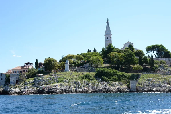 Rovinj Istria Croatia Mar Mediterranean Costa Igreja Eufémia Península Cidade — Fotografia de Stock