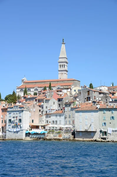 Rovinj Istria Croacia Mar Mediterráneo Costa Iglesia Eufemia Península Casco —  Fotos de Stock