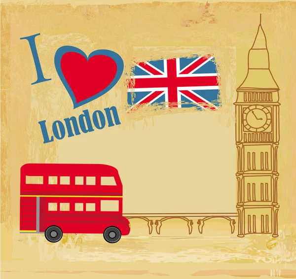 ロンドンのアイコンが付いたグランジカード — ストック写真