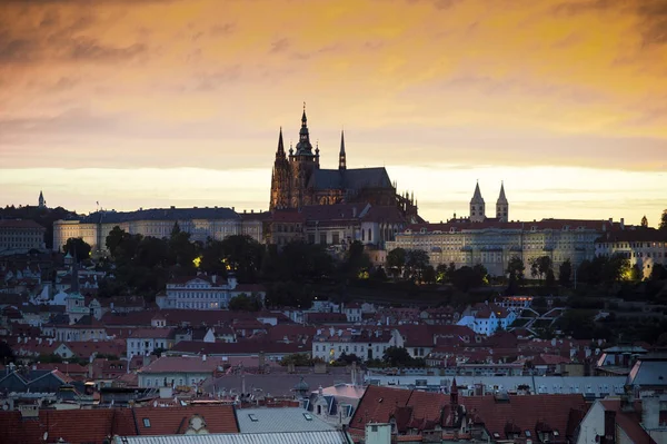 Utsikt Från Gamla Stadshuset Hradcin Prags Slott Och Vitus Cathedral — Stockfoto