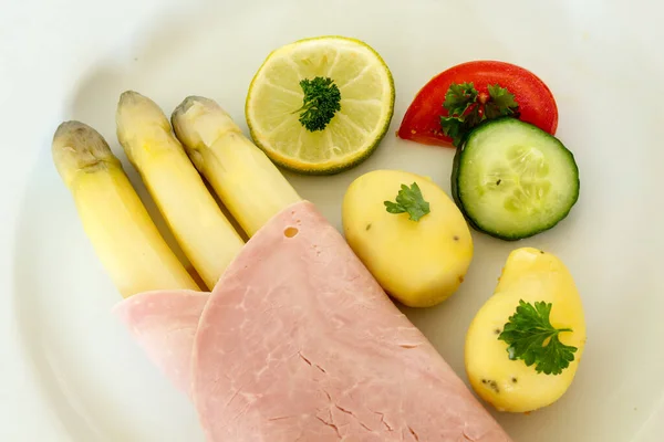 Asparagus Boiled Ham — Stock Photo, Image