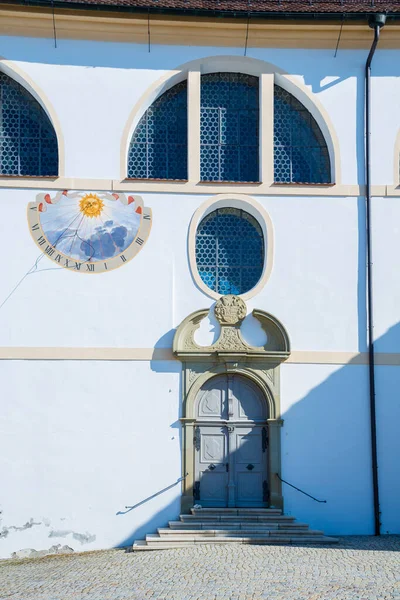 Sonnenuhr Der Fassade Beim Schloss Wolfegg — Stockfoto