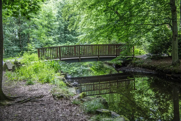 Holzbrücke Über Bach — Stockfoto