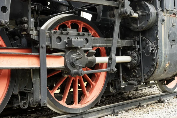 Historic Steam Locomotive Close Means Transport Rail — Stock Photo, Image
