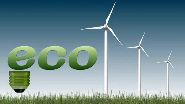 Eco Texto Lámpara Brillo Árbol Concepto Ecología — Foto de Stock