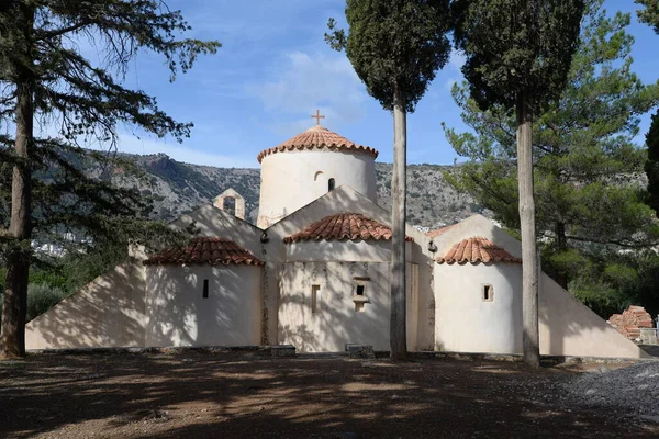 Panagia Kera Kyrka Kritsa Kreta Grekland Betong Panagi Kera Kapell — Stockfoto