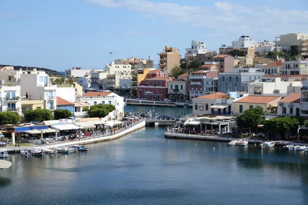 Barche Agios Nikolaos Creta Agios Nikolaos Voulismeni See See Voulismenis — Foto Stock