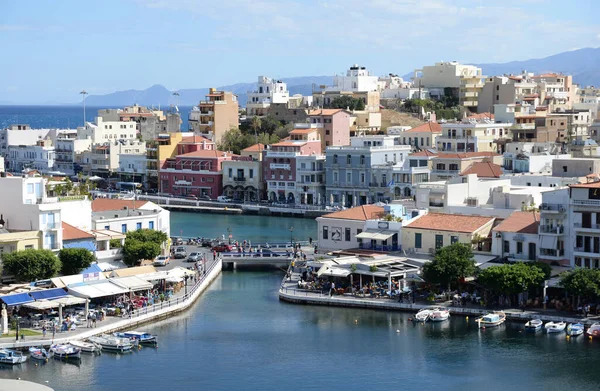 Barche Agios Nikolaos Creta Agios Nikolaos Voulismeni See See Voulismenis — Foto Stock