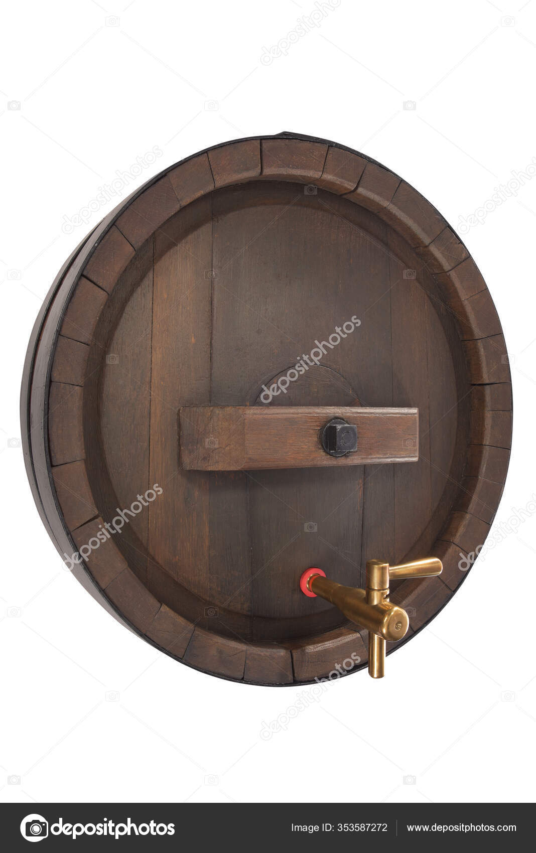 Old Oak Beer Barrel Tap Made Brass Insulated White Stock Photo by
