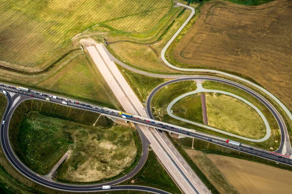 Τέλος Ενός Αυτοκινητόδρομου Μια Διασταύρωση Αυτοκινητόδρομου Που Λαμβάνεται Από Τον — Φωτογραφία Αρχείου