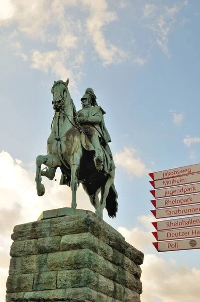 Equestrian Statue Hohenzollern Bridge Cologne — Stock Photo, Image