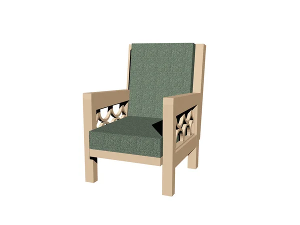 3D渲染木制椅子 — 图库照片