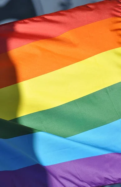 Rainbow Flag Usa Bar Harbor Maine — Stock fotografie