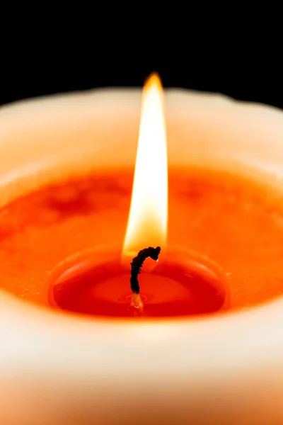 Κερί Αναμμένο Κερί Μορφή Πορτραίτου Μαύρο Φόντο — Φωτογραφία Αρχείου