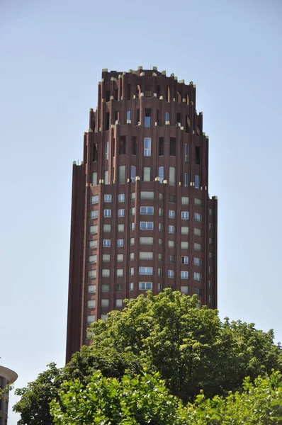 Main Plaza Frankfurt Plac Wieżowiec Wieża Frankfurt Main Hesja Niemcy — Zdjęcie stockowe