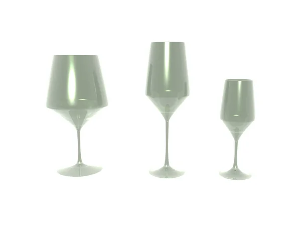 Verres Vin Vides Isolés Sur Fond Blanc — Photo