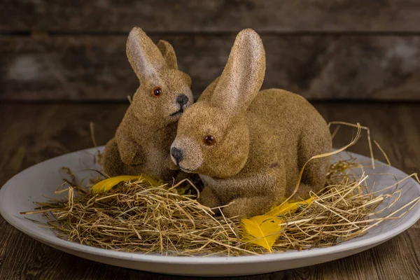 Coelhinhos Como Decorações Páscoa — Fotografia de Stock