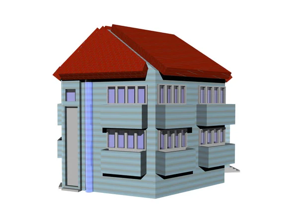 Rendering Eines Hauses Mit Dach — Stockfoto