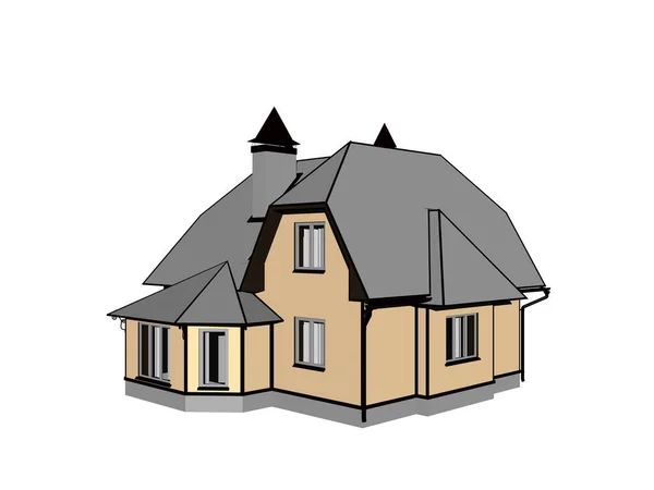 白い背景の家のベクトル図 — ストック写真