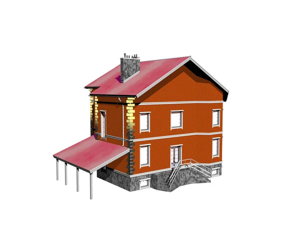 Renderelés Egy Ház Tetővel — Stock Fotó