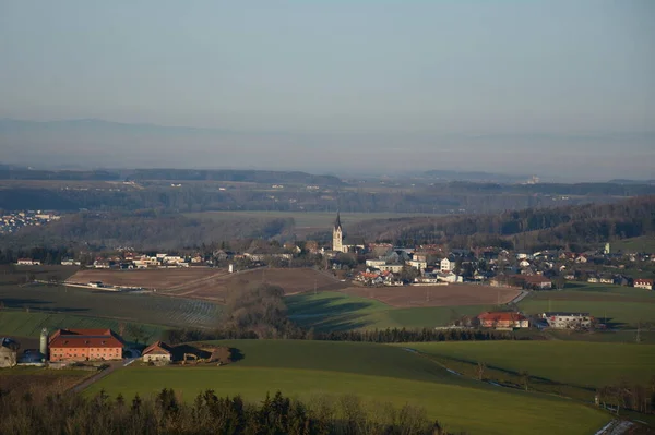 Prati Campi Aschach Der Steyr Terra Prealpina Alta Austria Steyrtal — Foto Stock