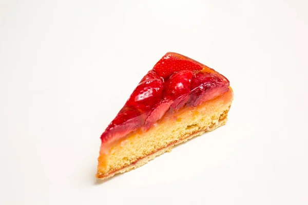 Tort Proaspăt Căpșuni Bucată Plăcere Vară — Fotografie, imagine de stoc