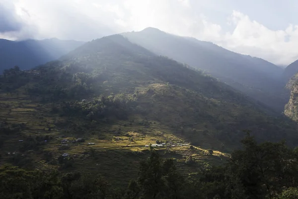 Krajobraz Nepalu Zmierzchu — Zdjęcie stockowe