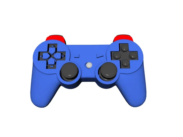 白い背景に青い色のゲームコントローラー — ストック写真