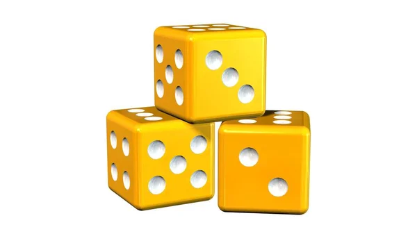 Três Cubos Amarelos Separados Sobre Fundo Branco — Fotografia de Stock