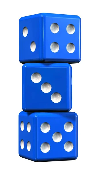 Три Сині Кубики Ізольовані Білому Тлі — стокове фото