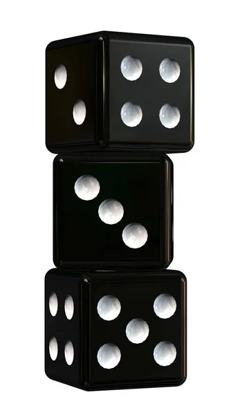 Τρεις Μαύροι Κύβοι Απομονωμένοι Λευκό Φόντο — Φωτογραφία Αρχείου