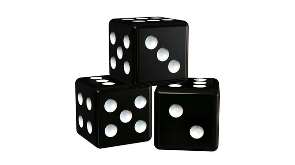 Три Чорні Кубики Ізольовані Білому Тлі — стокове фото