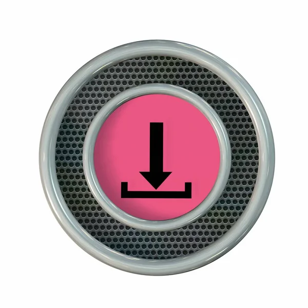 無料ダウンロードボタンのラウンド 3Dイラスト — ストック写真