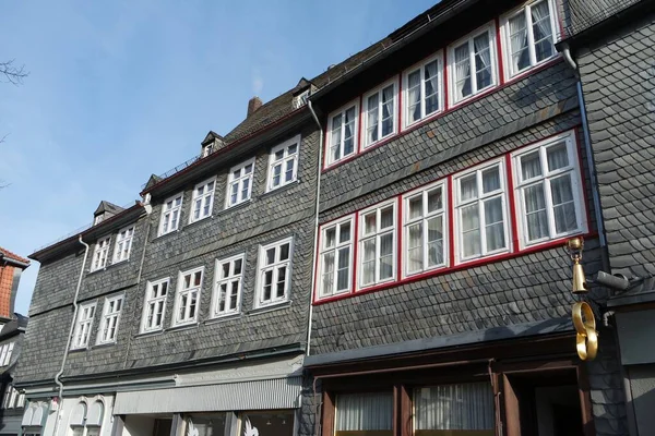 Σπίτια Πλάκες Σχιστόλιθου Στο Goslar Harz — Φωτογραφία Αρχείου