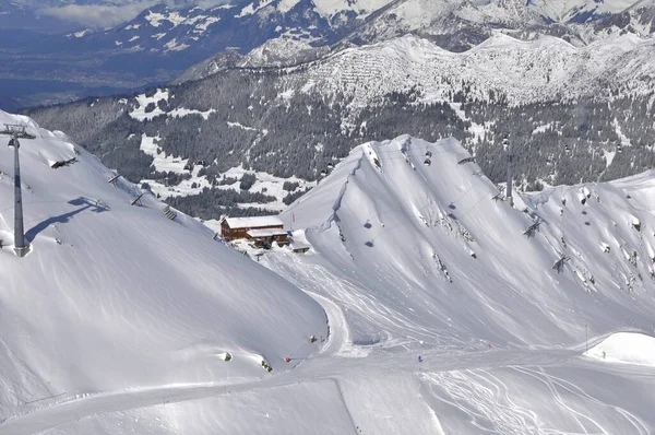 Skidåkning Skidorten Montafon Silvretta Byarna Schruns Gaschurn Och Garfrescha — Stockfoto