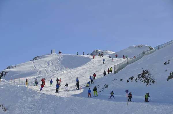 滑雪胜地Montafon Silvretta Schruns Gaschurn和Garfrescha村的滑雪 — 图库照片