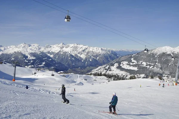 Lyžování Lyžařském Středisku Montafon Silvretta Vesnicích Schruns Gaschurn Garfrescha — Stock fotografie