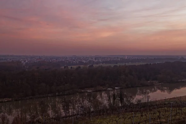 Uitzicht Vanaf Peterstirn Met Zijn Wijngaarden Naar Industriestad Schweinfurt Omgeving — Stockfoto