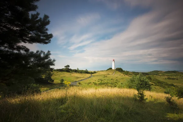 Der Leuchtturm Auf Der Insel Hiddensee Ersten Licht Des Tages — Stockfoto