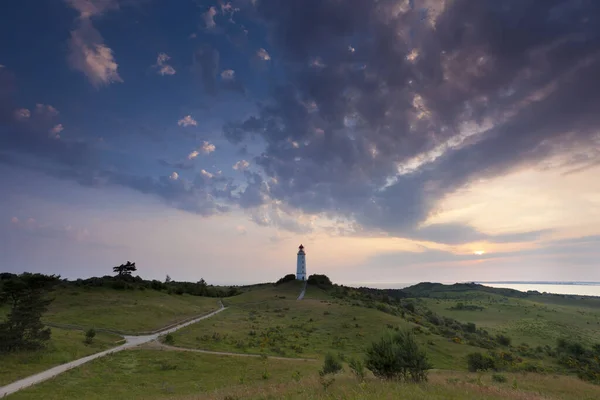 Der Leuchtturm Auf Der Insel Hiddensee Ersten Licht Des Tages — Stockfoto