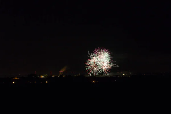 Fogos Artifício Céu Explosão Pirotécnica — Fotografia de Stock