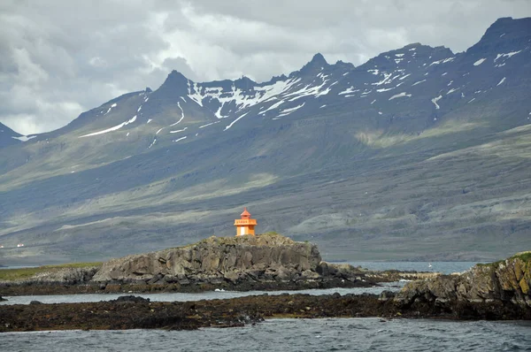 Farol Djupivogur Islândia Islândia Oriental Ostfiorde Paisagem Mar Fiorde Torre — Fotografia de Stock