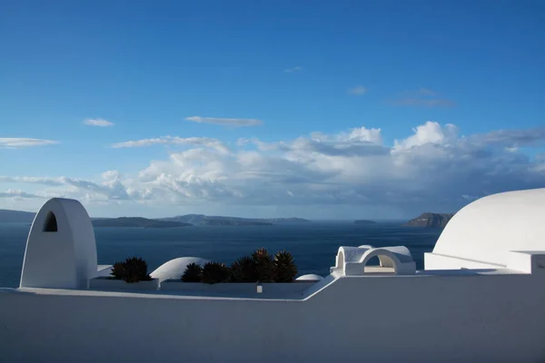 Oia Ostrově Thira Nebo Thera Malé Město Štítové Souostroví Santorini — Stock fotografie