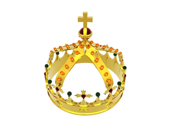 Golden Crown Isolated White Background — Stock Photo, Image