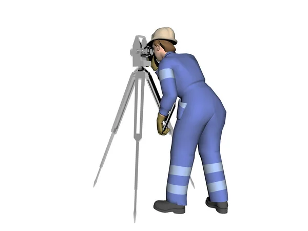 戴双筒望远镜的人的3D渲染 — 图库照片