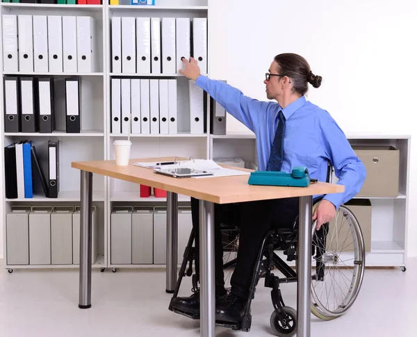 Disablet Business Man Wheelchair Taking Folder — Foto de Stock