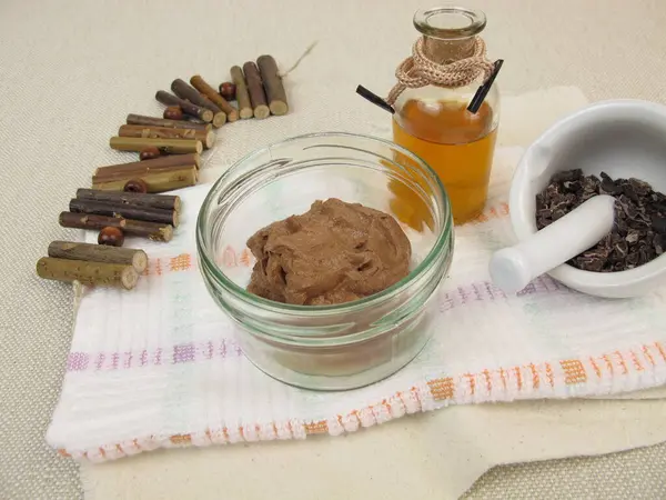 Mascarilla Chocolate Casera Con Cacao Aceite — Foto de Stock