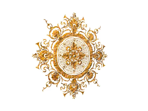 Ornamento Floral Dourado Fundo Branco — Fotografia de Stock