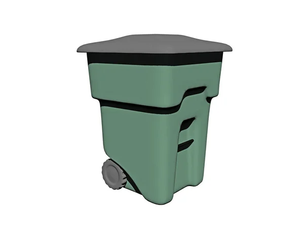 Vector Illustration Green Trash Can — Stock Photo, Image