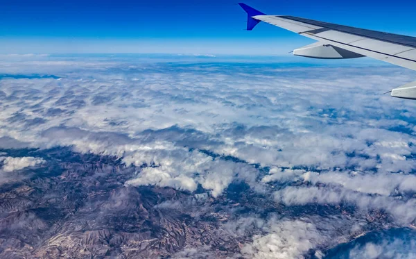 Vista Avião Com Asa Sobre França Atlântico Alpenm — Fotografia de Stock